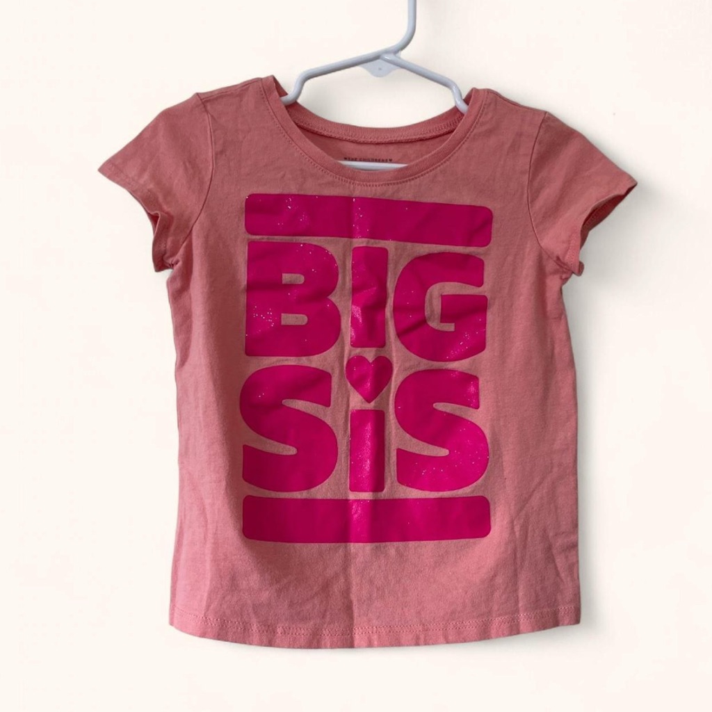 4t Girls Children’s Place Pink Short Sleeve Big Sis Round Neck T-Shirt